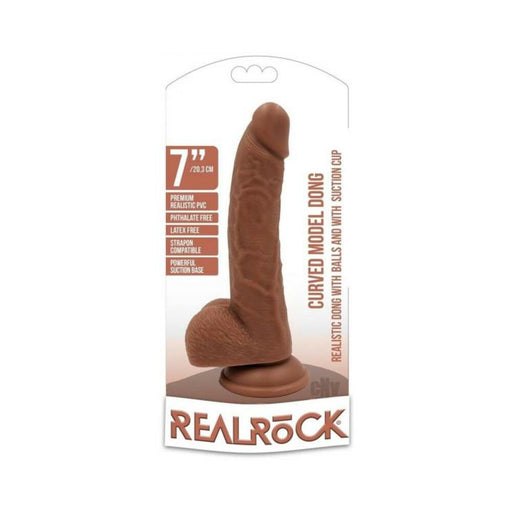 Realrock Curved Dildo W/balls 7 Tan | SexToy.com