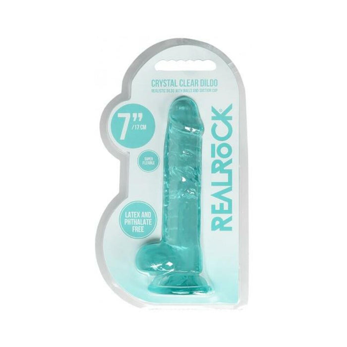 Realrock 7in Realistic Dildo W/ Balls Turquoise