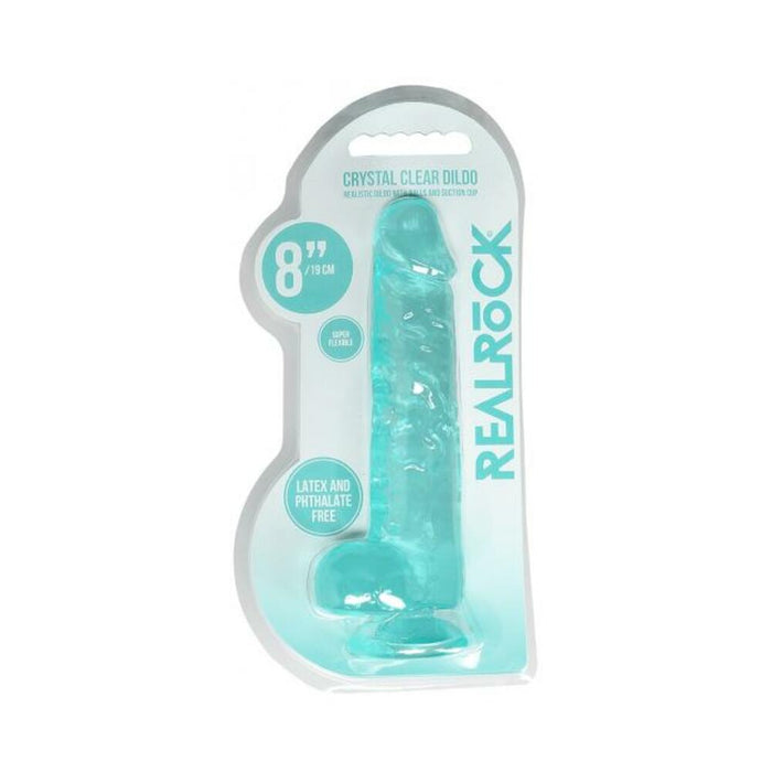 Realrock 8in Realistic Dildo W/ Balls Turquoise