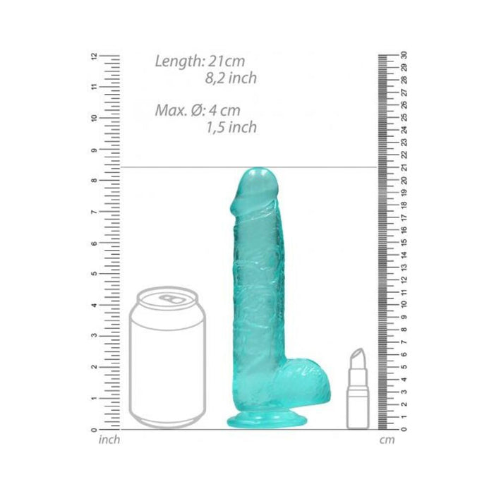 Realrock 8in Realistic Dildo W/ Balls Turquoise