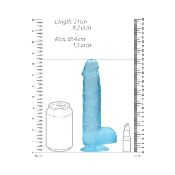 Realrock 8in Realistic Dildo W/ Balls Blue