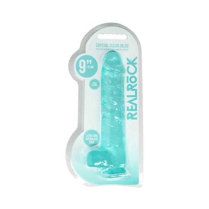 Realrock 9in Realistic Dildo W/ Balls Turquoise