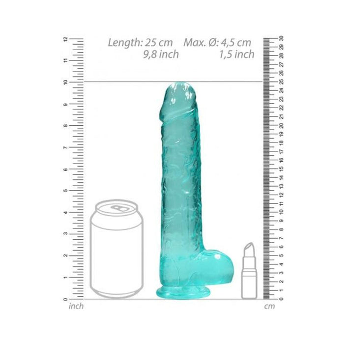 Realrock 9in Realistic Dildo W/ Balls Turquoise