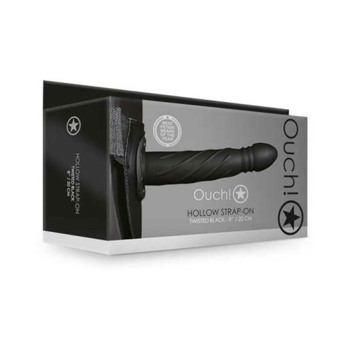 Ouch! Twisted Hollow Strap-on 8 In. Black