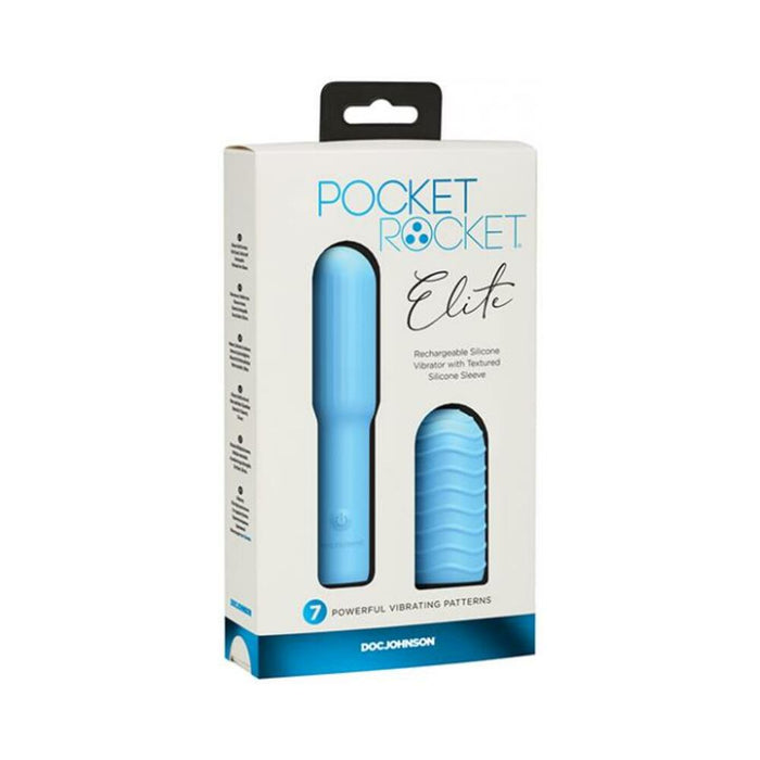 Pocket Rocket Elite Rechargeable Bullet With Removable Sleeve Sky Blue | SexToy.com