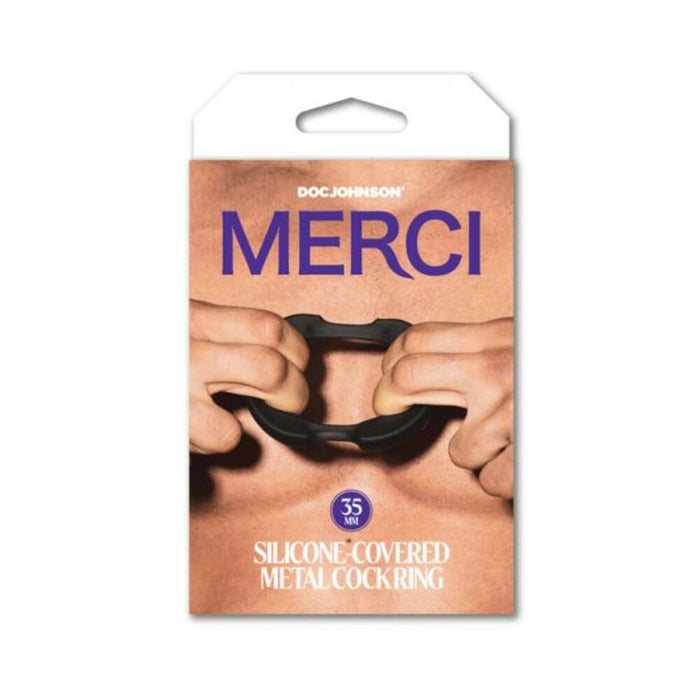 Merci Silicone Covered Metal Cock Ring 35mm Black