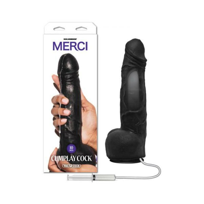 Merci Dual Density Ultraskyn Squirting Cumplay Cock With Removable Vac-u-lock Suction Cup 10in Black