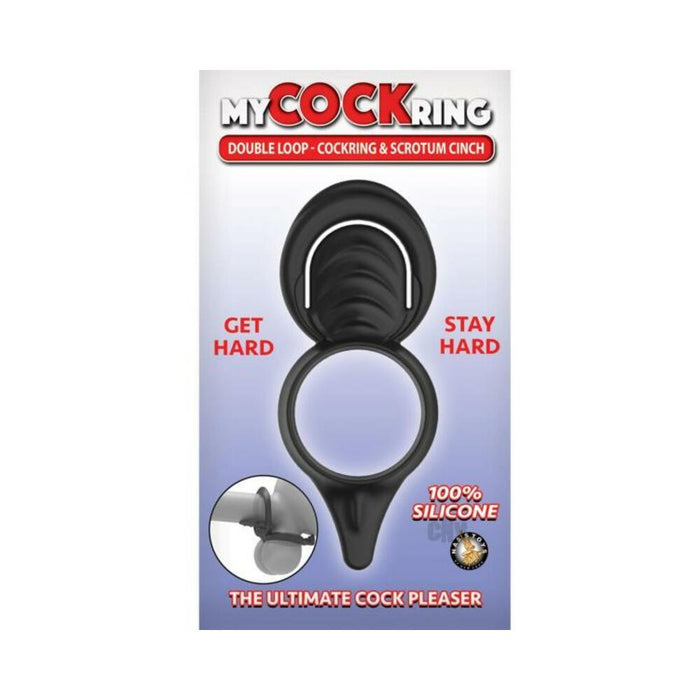 My Cockring Double Loop Cockring & Scrotum Cinch Black | SexToy.com