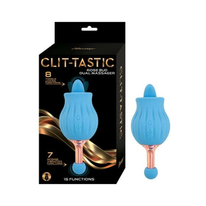 Clit-tastic Rose Bud Dual Massager Blue