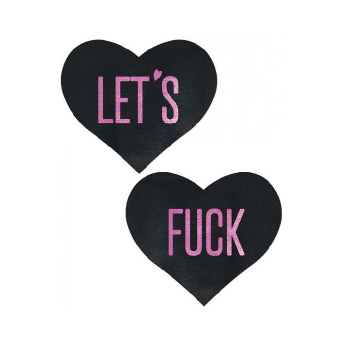 Pastease Let's F*ck Hearts Black O/S Pasties