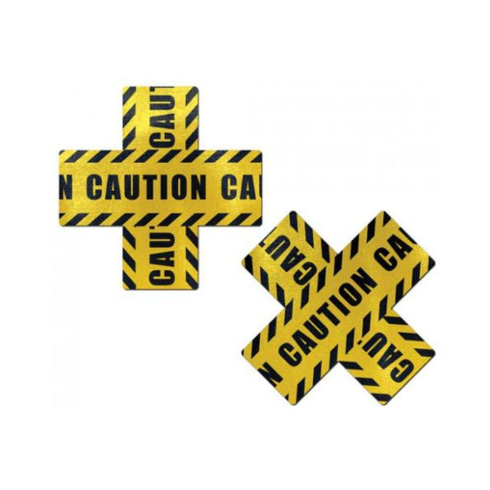 Pastease Caution Cross X Black Yellow Pasties O/S