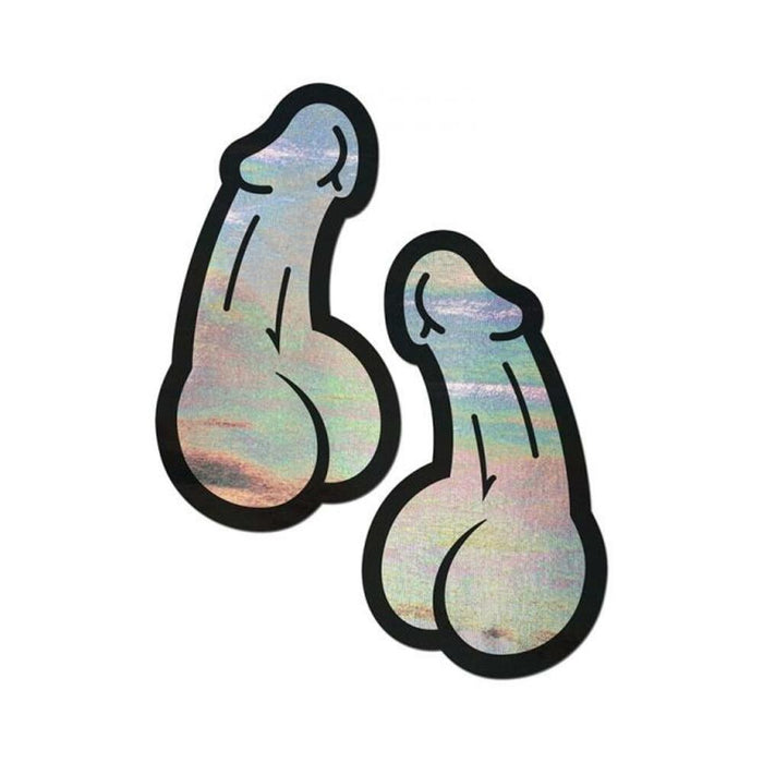 Pastease Penis: Holographic Silver Dick Nipple Pasties