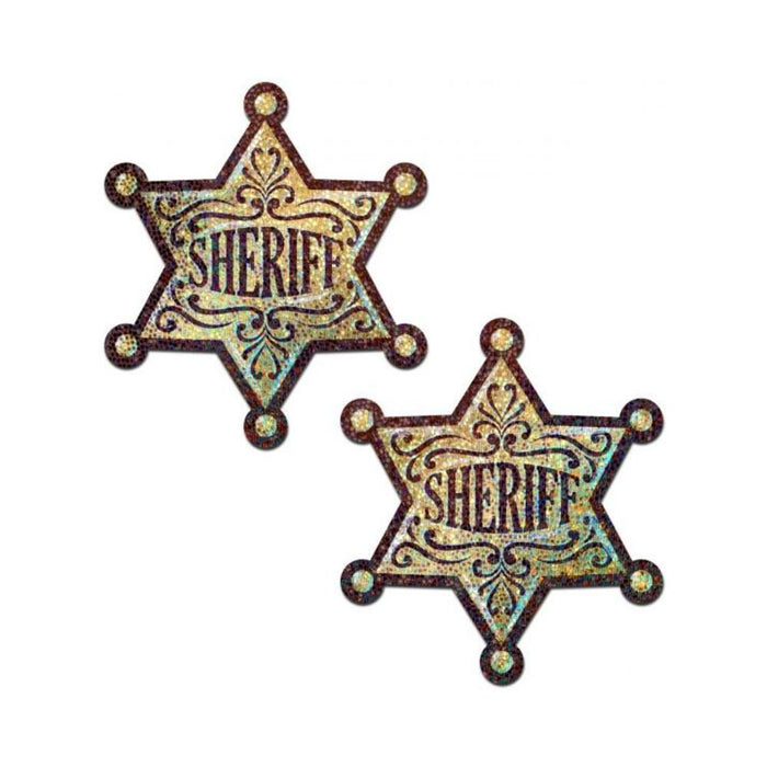 Pastease Sheriff Badge Gold Glitter