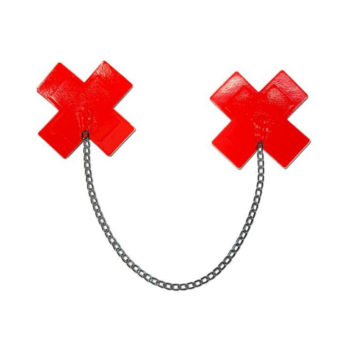 Pastease Faux Latex Red Plus X W/ Chunky Silver Chain