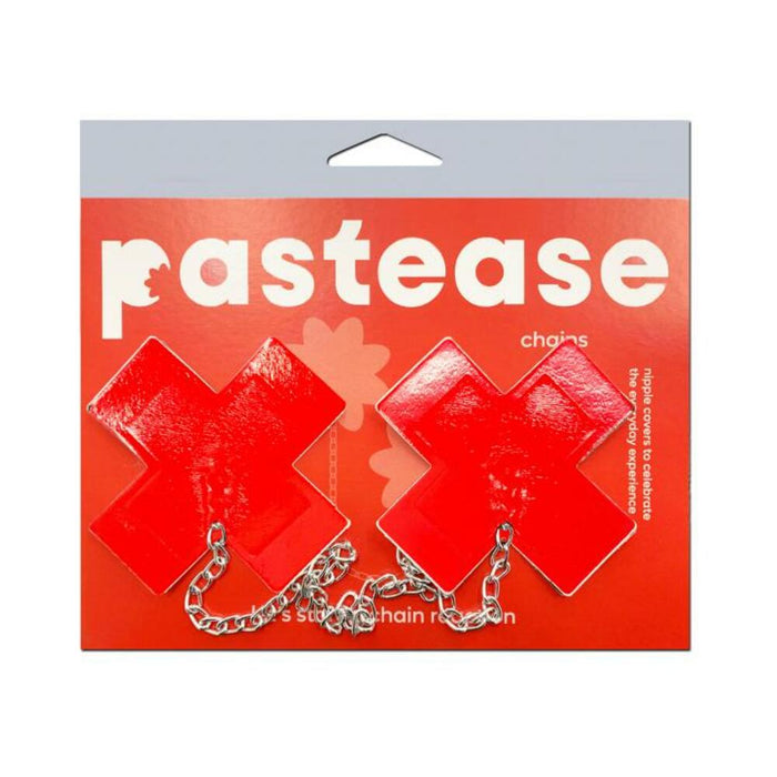 Pastease Faux Latex Red Plus X W/ Chunky Silver Chain