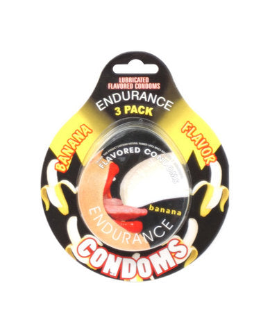 Lubricated Flavored Endurance Condoms 3 Per Pack Banana | SexToy.com
