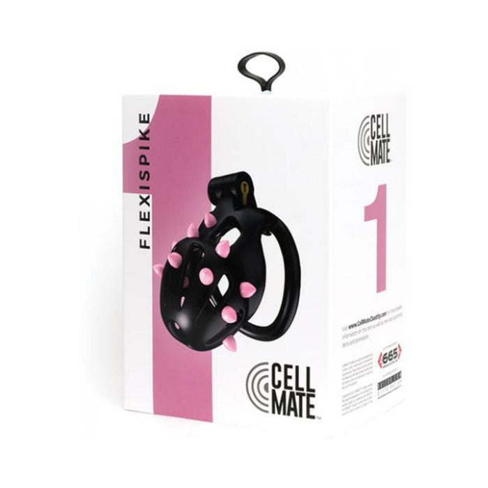 Sport Fucker Cellmate Flexispike Chastity Cage - Size 1 Black/pink