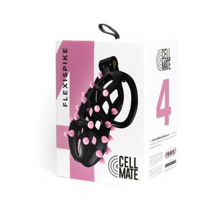 Sport Fucker Cellmate Flexispike Chastity Cage - Size 4 Black/pink