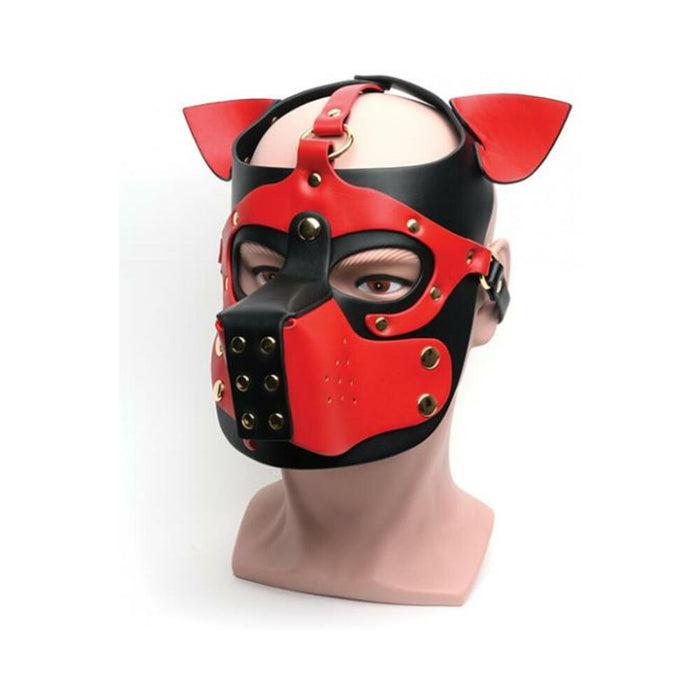 665 Bondage Pup Hood - O/s Black/red