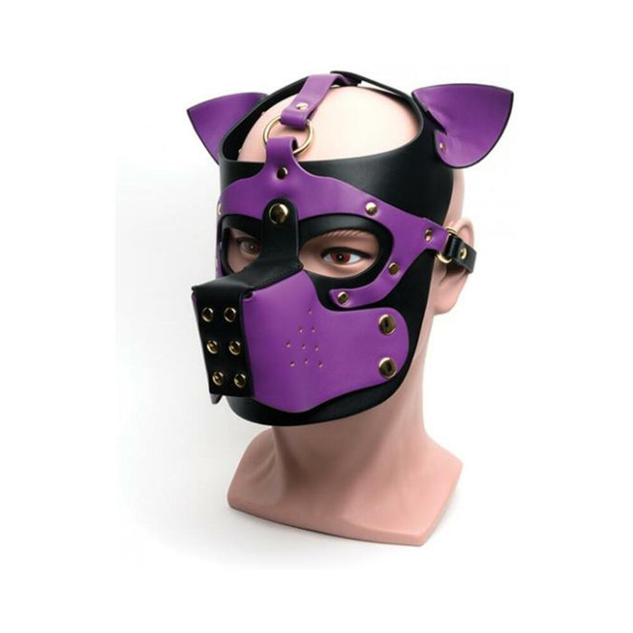 665 Bondage Pup Hood - O/s Black/purple