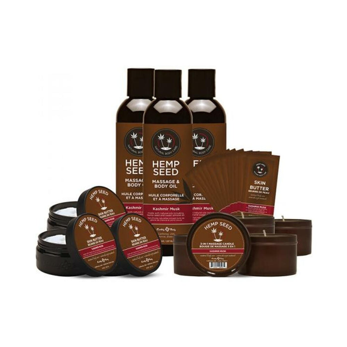 Earthly Body Hemp Seed New Fragrance Prepack In Kashmir Musk Includes: 3 Of Each Skin Butter 8 Oz.,