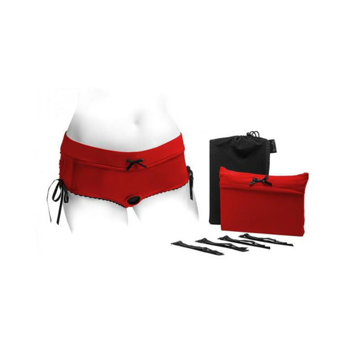 Spareparts Sasha Cinch Booty Short Harness Red/black Size S