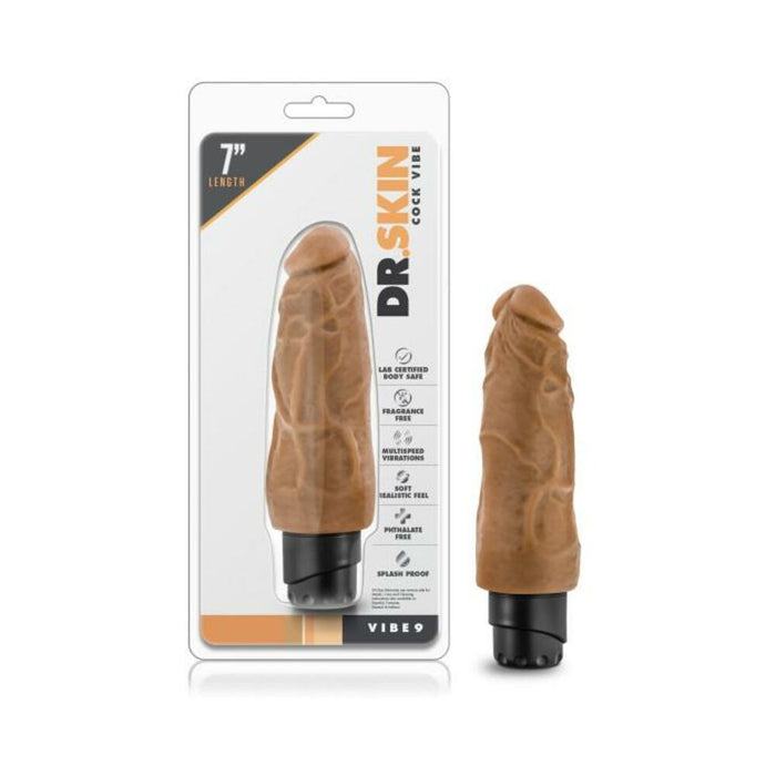 Dr Skin Cock Vibe #9 7.5  inches Vibrating Cock Mocha