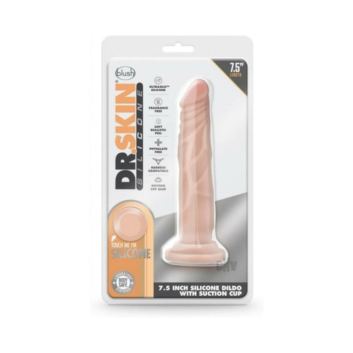 Dr. Skin Dr. Carter Dong With Suction Cup Silicone 7 In. Vanilla | SexToy.com