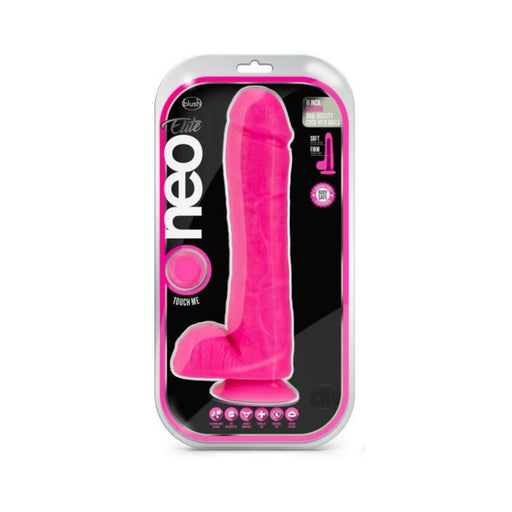 Neo Elite - 11-inch Silicone Dual-density Cock With Balls - Neon Pink | SexToy.com
