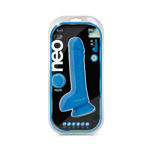 Neo Elite - 9-inch Silicone Dual-density Cock With Balls - Neon Blue | SexToy.com