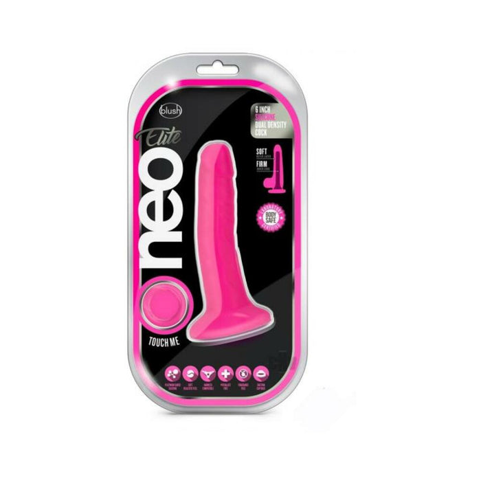 Neo Elite - 6-inch Silicone Dual-density Cock - Neon Pink | SexToy.com