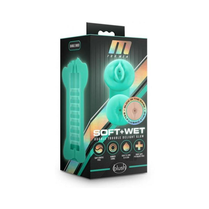 M For Men - Soft And Wet - Double Trouble Glow-in-the-dark Stroker - Vanilla | SexToy.com