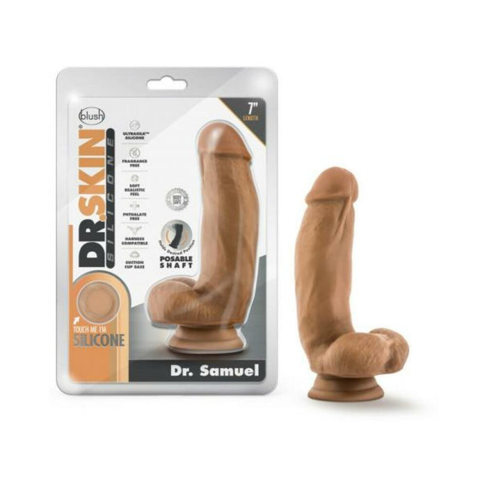 Dr. Skin Dr. Samuel Dildo With Suction Cup Silicone 7 In. Mocha | SexToy.com
