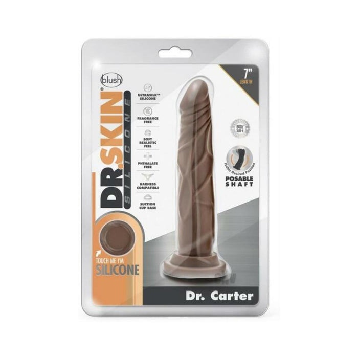 Dr. Skin Dr. Carter Dong With Suction Cup Silicone 7 In. Chocolate | SexToy.com