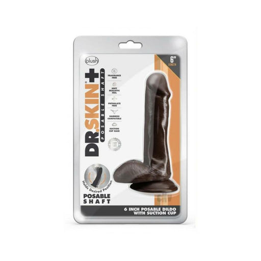 Dr. Skin Plus Posable Dildo With Balls 6 In. Chocolate | SexToy.com