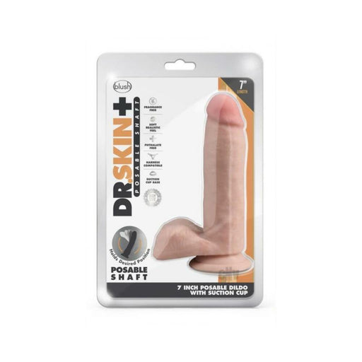Dr. Skin Plus Posable Dildo With Balls 7 In. Vanilla | SexToy.com