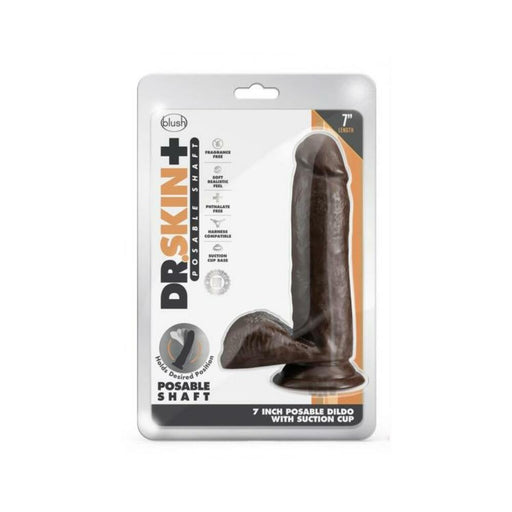 Dr. Skin Plus Posable Dildo With Balls 7 In. Chocolate | SexToy.com