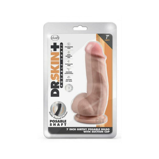 Dr. Skin Plus Girthy Posable Dildo With Balls 7 In. Vanilla | SexToy.com