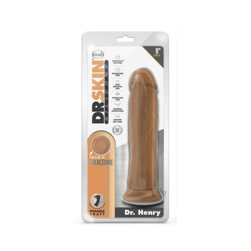 Dr. Skin Dr. Henry Dildo With Suction Cup Silicone 9 In. Mocha | SexToy.com
