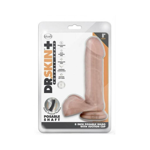 Dr. Skin Plus Posable Dildo With Balls 8 In. Vanilla | SexToy.com