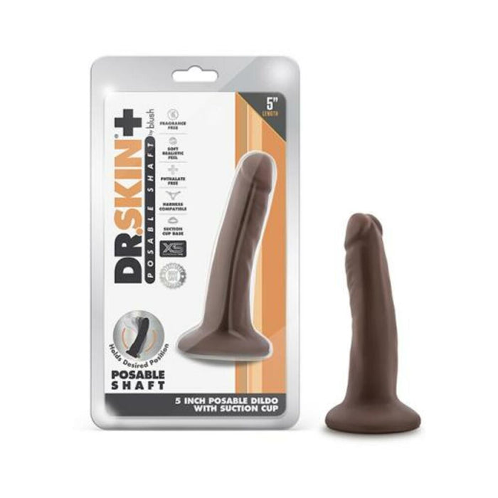 Dr. Skin Plus Posable Dildo 5 In. Chocolate | SexToy.com
