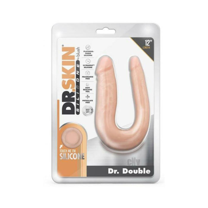 Dr. Skin Dr. Double Double Dong Silicone 12 In. Vanilla | SexToy.com