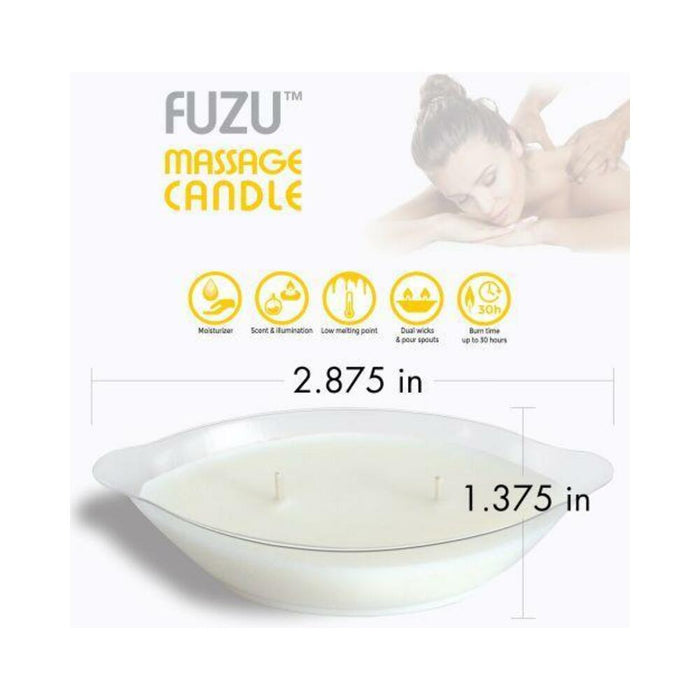 Fuzu Massage Candle Fiji Dates & Lemon Peel White 4 Oz.