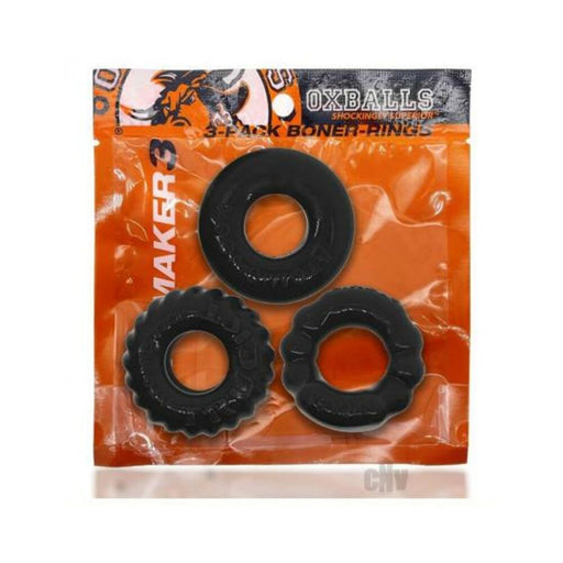 Oxballs Bonemaker 3-pack Boner Cockring Kit Flextpr Black | SexToy.com