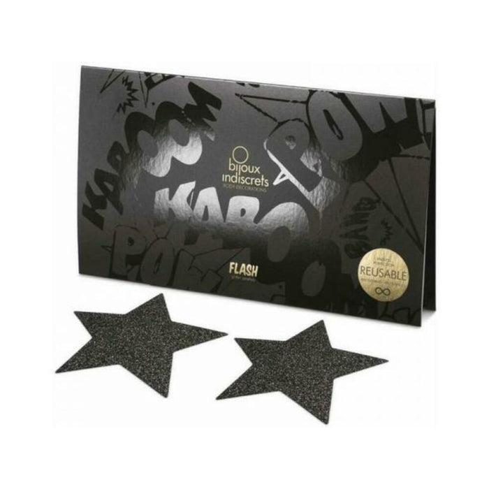 Bijoux Indiscrets Flash Reusable Glitter Pasties Star Black