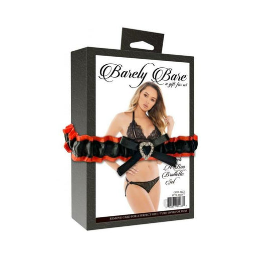 Barely Bare Peek-a-boo Bralette Set Black Os | SexToy.com