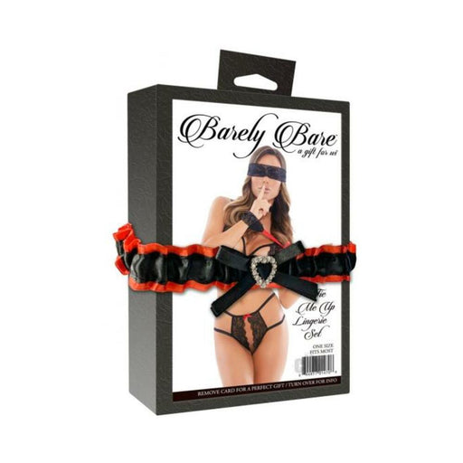 Barely Bare Tie Me Up Lingerie Set Black Os | SexToy.com