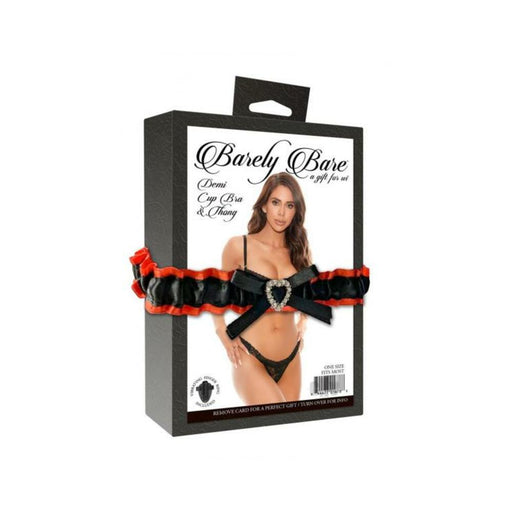 Barely Bare Demi Cup Bra & Thong Black O/s | SexToy.com