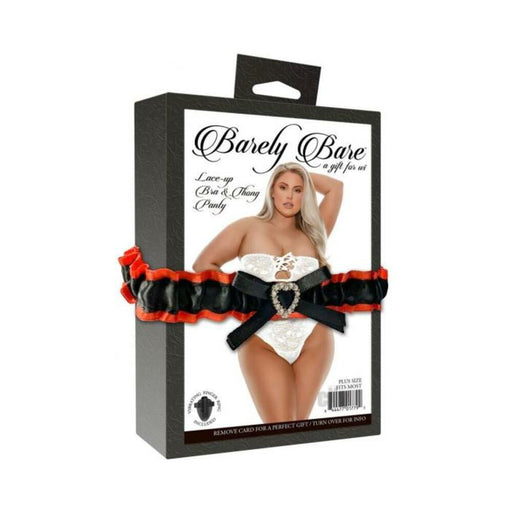 Barely Bare Lace-up Bra & Thong Panty White | SexToy.com