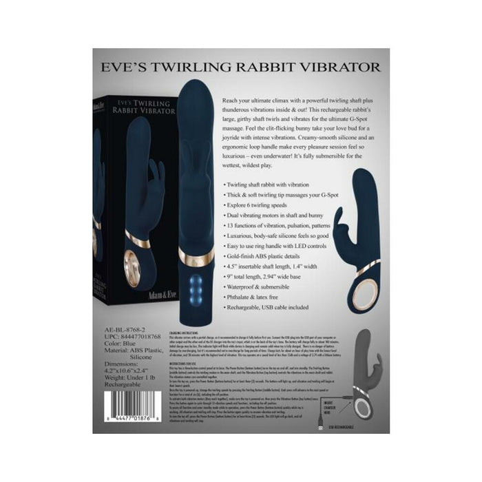 A&e Eve's Twirling Rabbit Vibrator Blue | SexToy.com